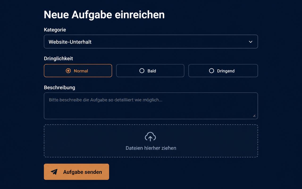 Formular zum Einreichen einer neuen digitalen Aufgabe